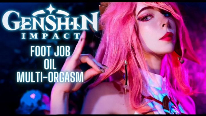 Genshin Impact. Yae Miko enjoys multi-orgasm and footjob