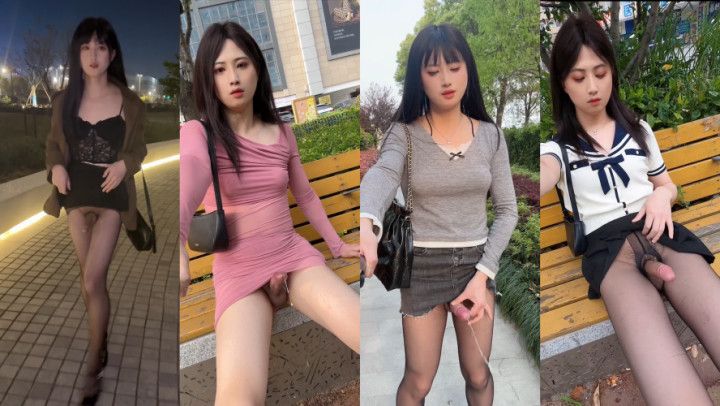 Exposing Girlpenis in Public Cumshot Compilation