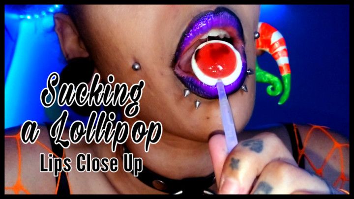Sucking a Lollypop - Lips Close Up