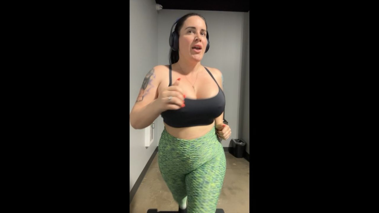 Running on the treadmill with a big chest