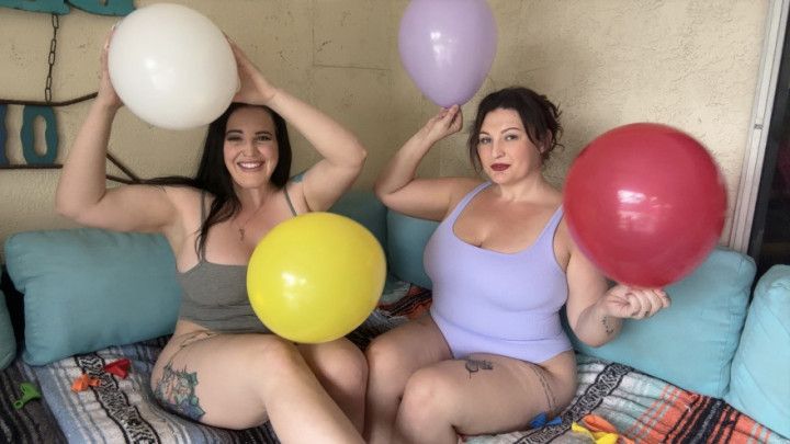 Blowing up balloons and popping them