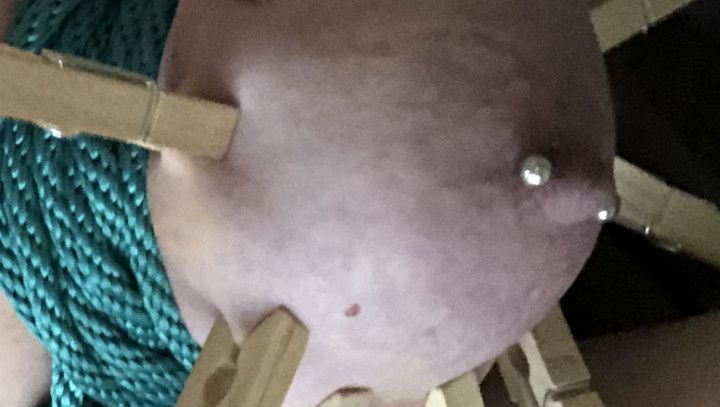 Fucked while tits tied and clothespinned