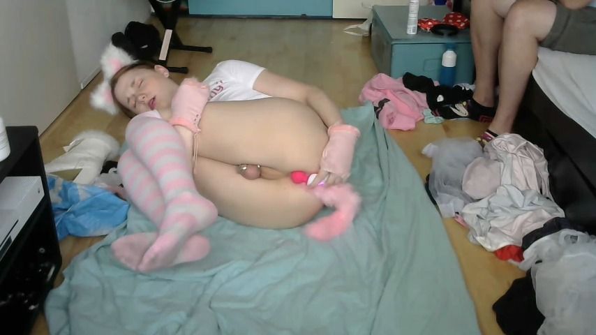 Sissy Kitten uses vibrator! w/step-Daddy