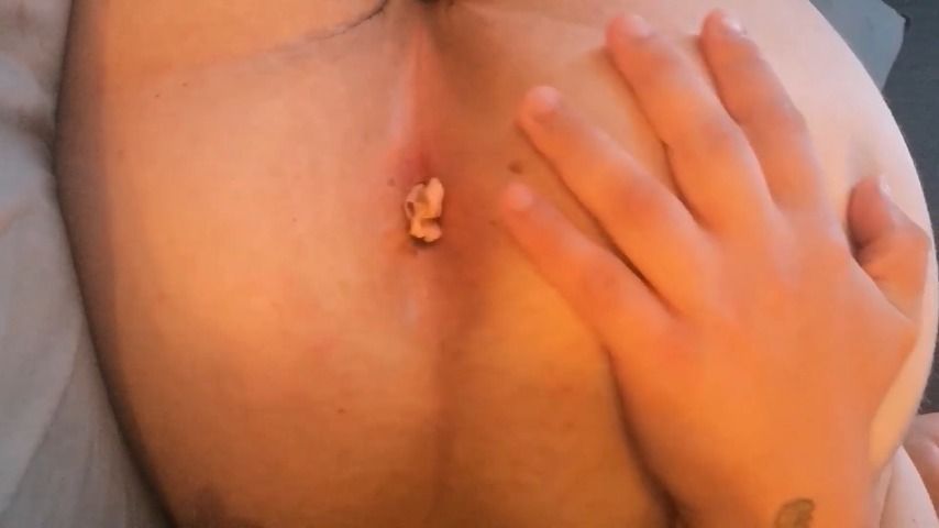 Trans stuffs Panties in her Tight Ass