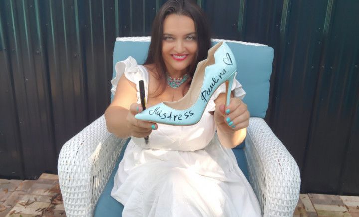 Signing light blue shoe by Domina Paulina
