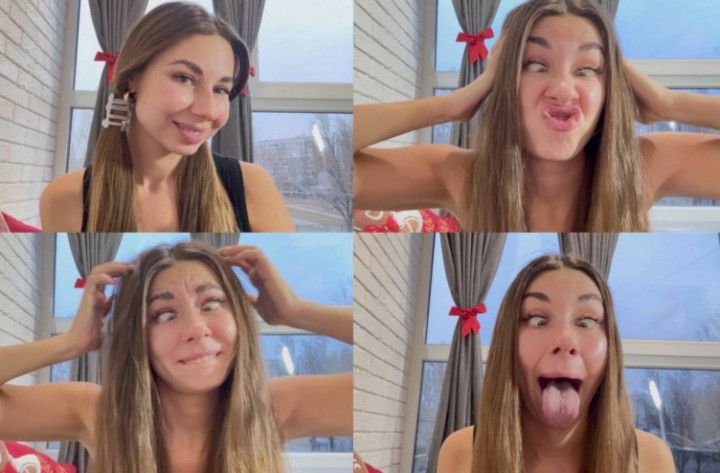 Making silly faces, eyes crossed custom video