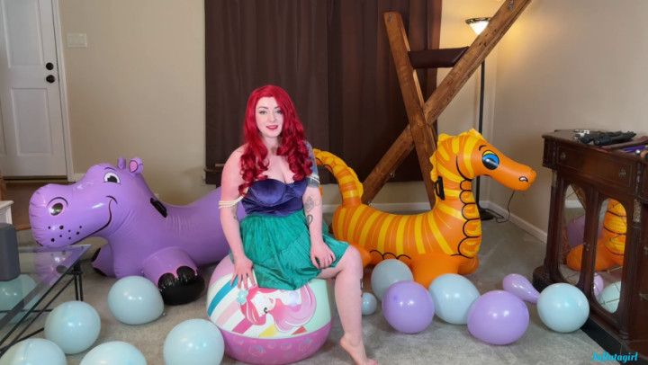 Ariel Bounces On Ariel Beach Ball And Cums To Slow Leak