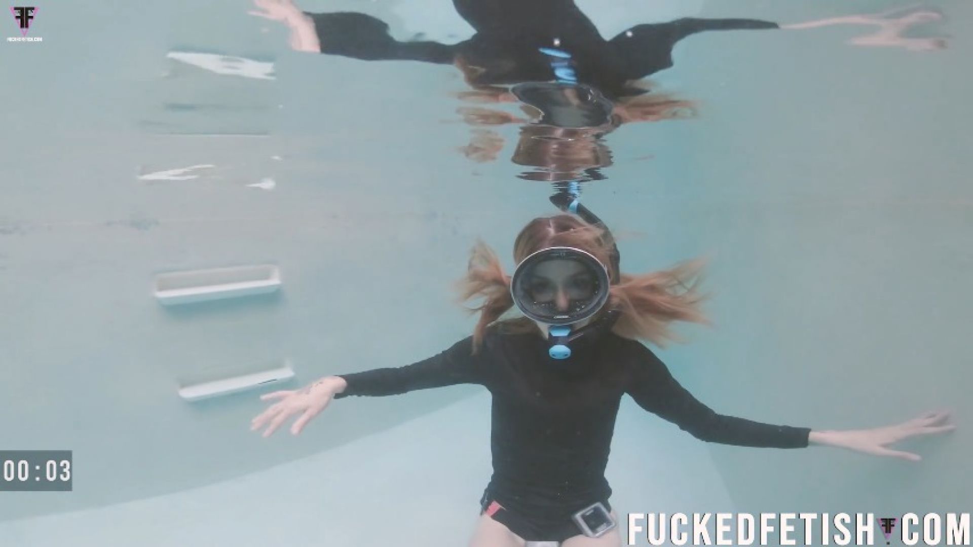 hd Ashley Rouse snorkel underwater black sexy swimsuit