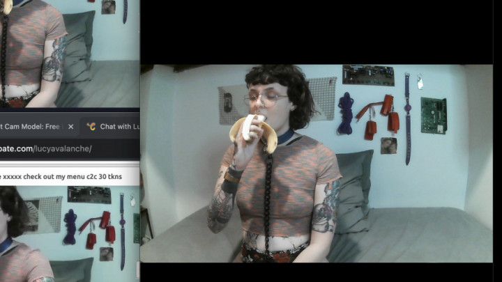 eating a banana on cam
