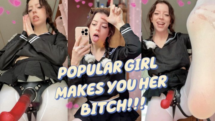 Schoolgirl BULLY u into SISSY! Strap on