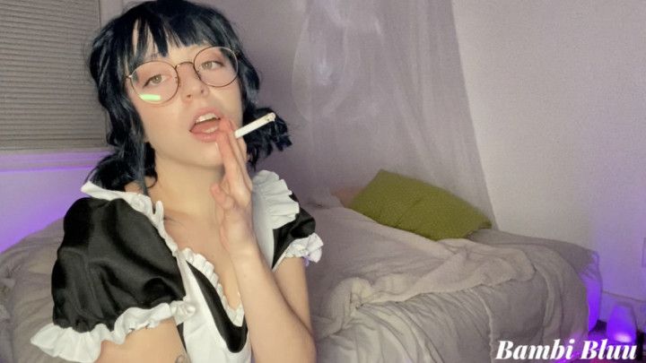 Maid in Glasses Smoking Solo POV