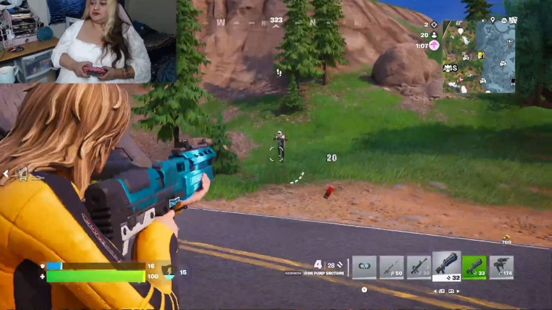 BBW Latina Plays Fortnite Ch 7 as the Unnamed Bride in Dress