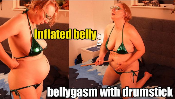 Bellygasm! Playing with Chains and Drumstick! Bloated Belly