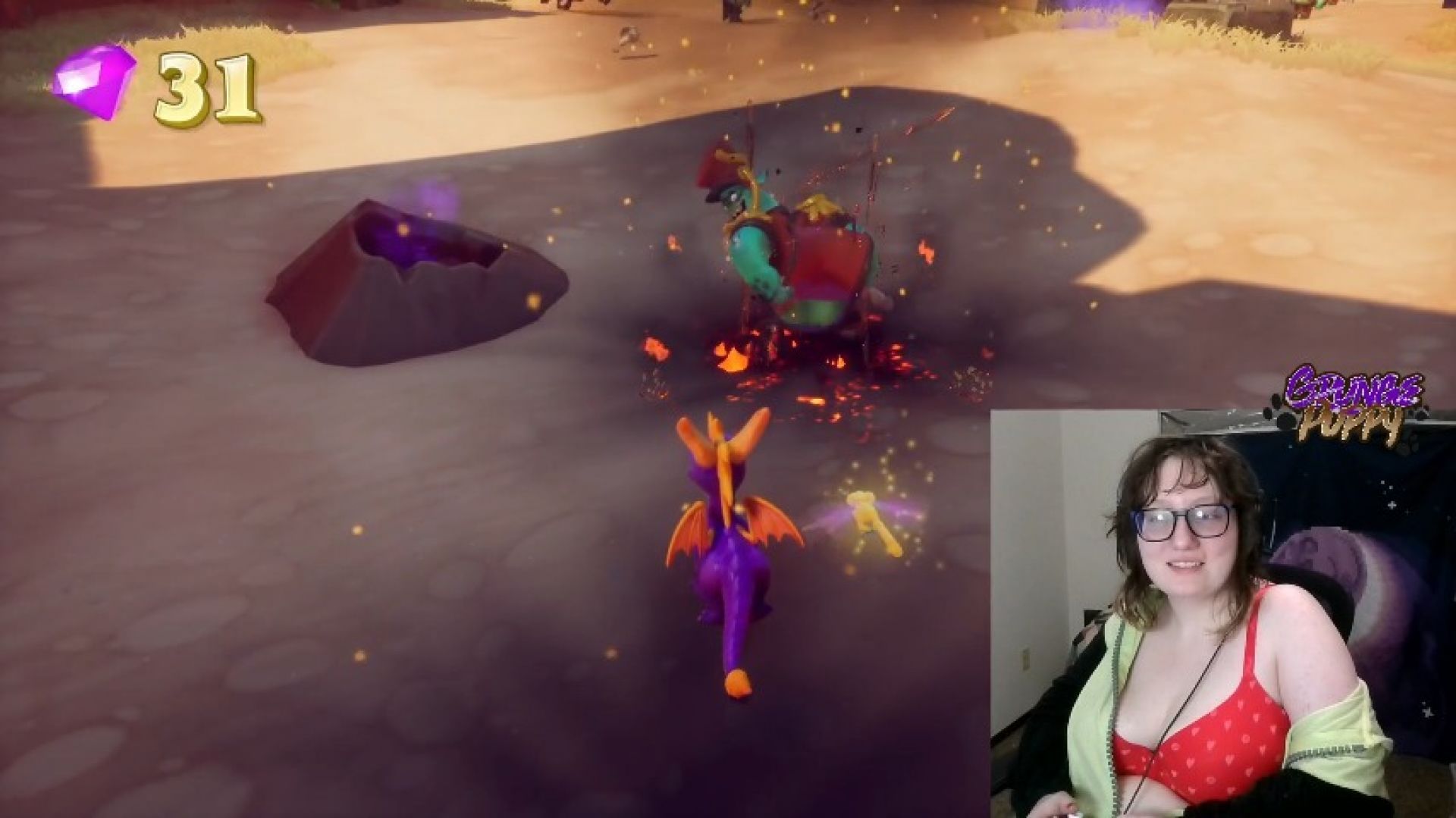 Sexy Gamer Girl get Mooned playing Spyro Reignited