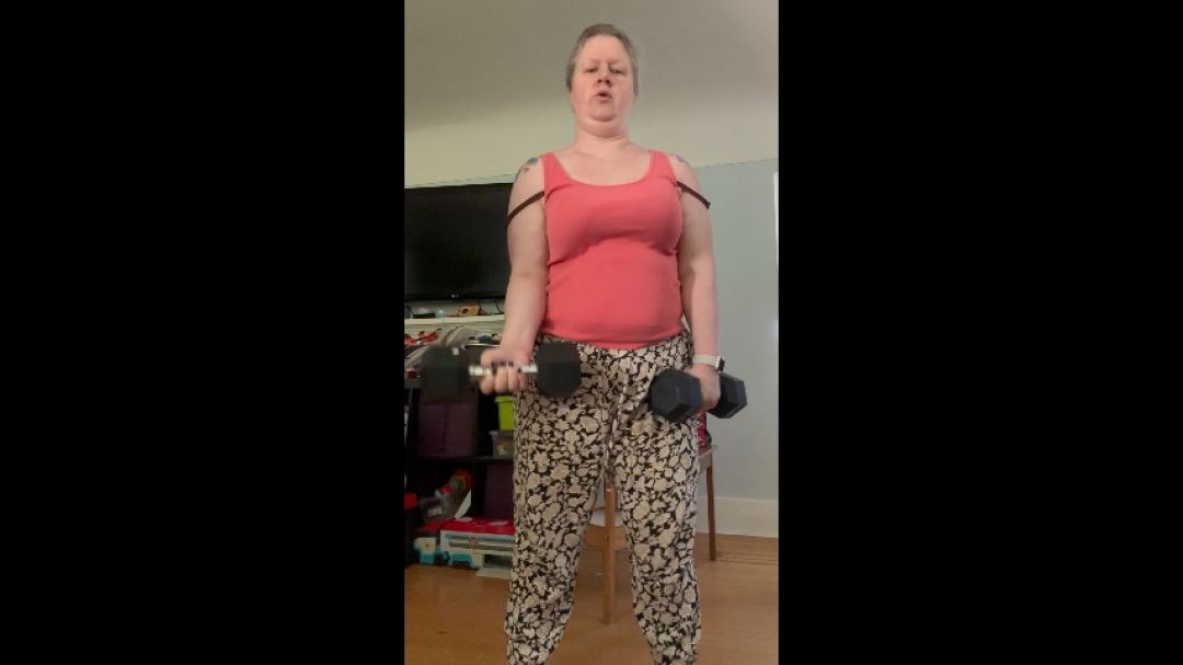 Safe for work BBW working out fully clothed