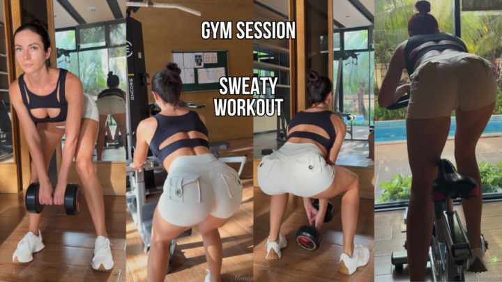Gym Workout in Sexy Top and Tight Shorts