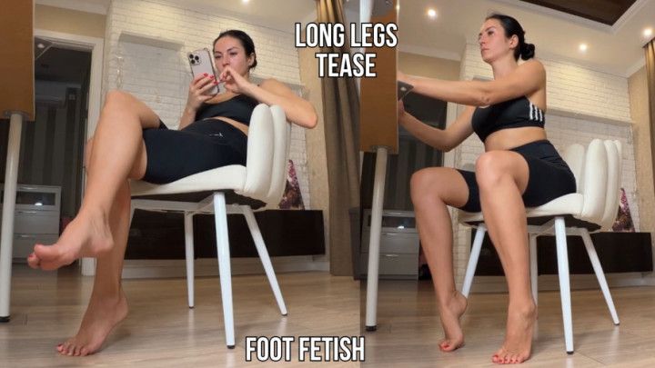 Barefoot Tease with Long Legs and Playful Toes