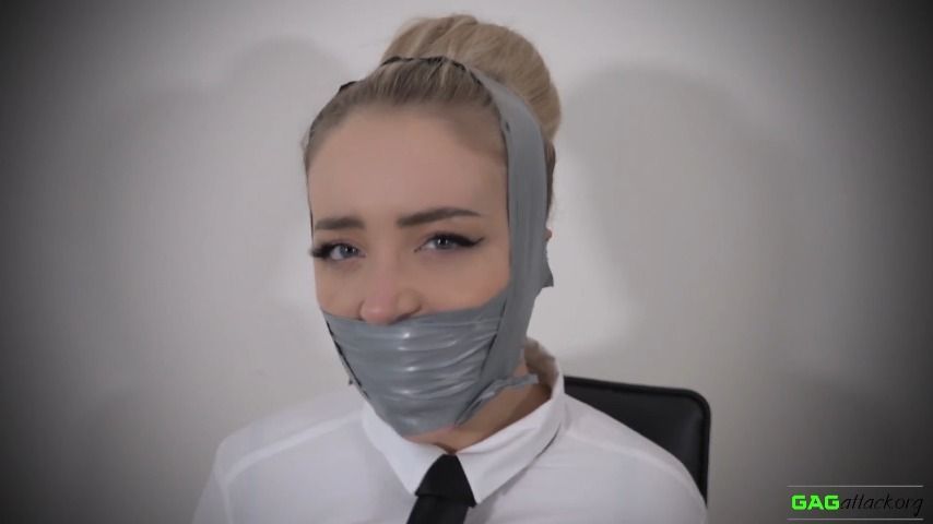 Aubrey - Heavy Silver PVC Tape Gag HD