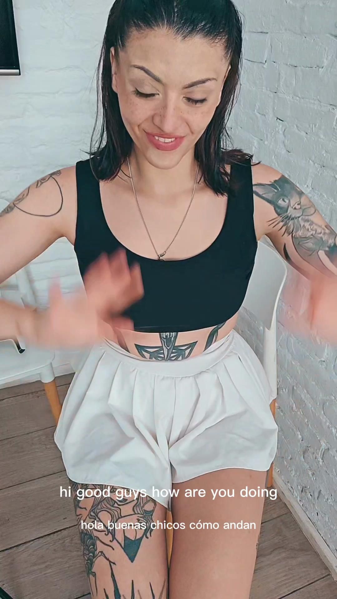 Stretching exercises at work with a sexy girl