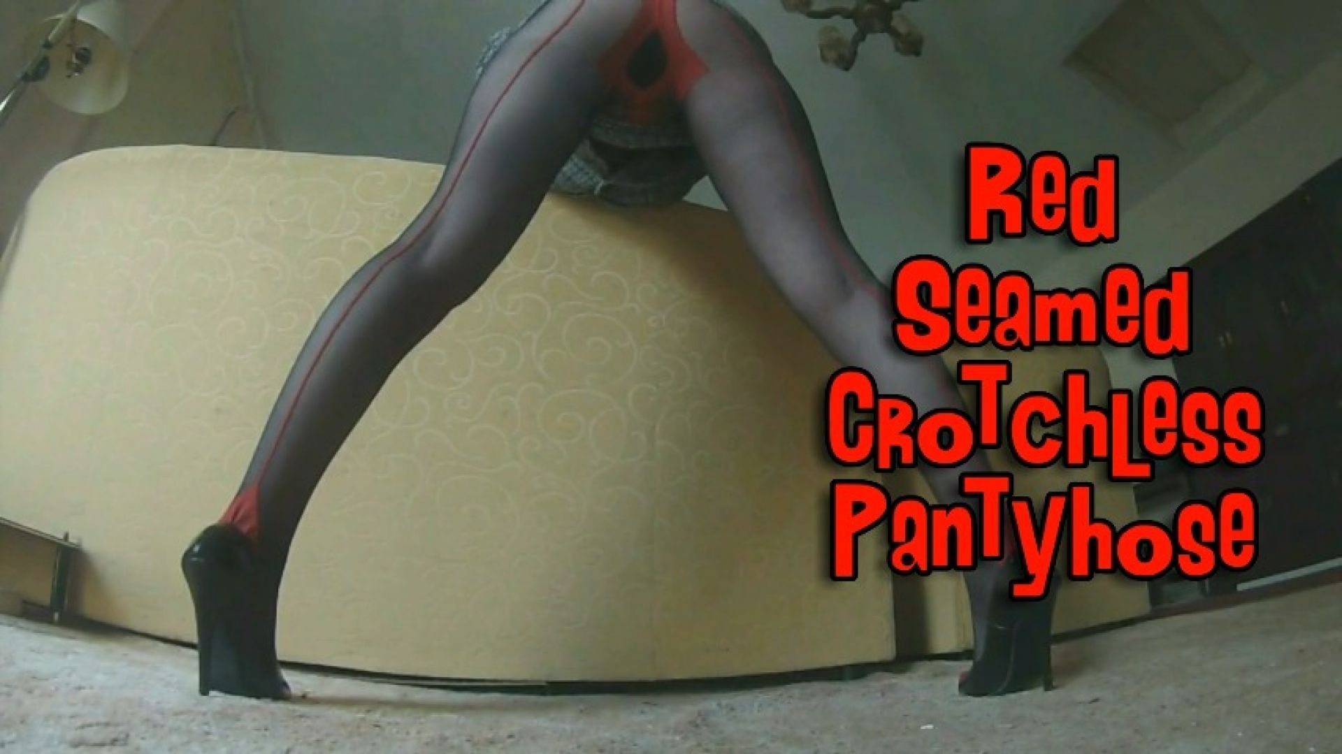 Red Seamed Crotchless Pantyhose