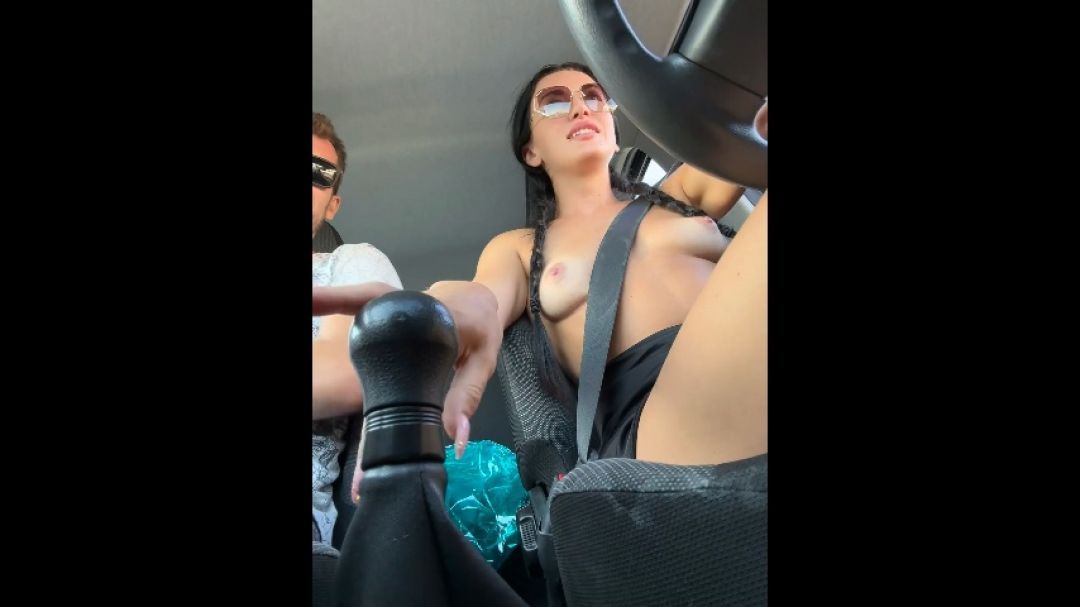Topless taxi driver girl