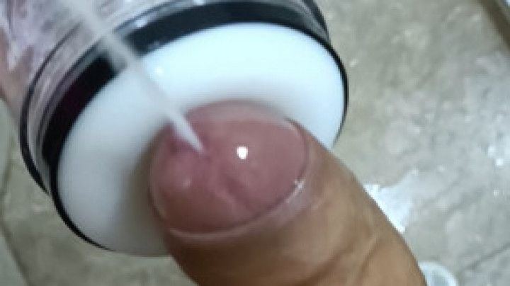 POV Big Uncut Cock Camilo Brown Using An Automatic Masturbat