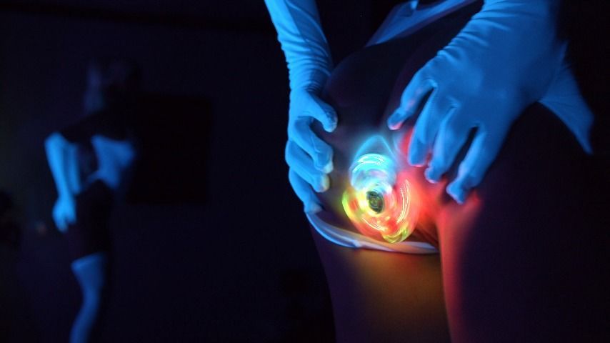 Glowing Neon Babe Teases Your Cock PMV