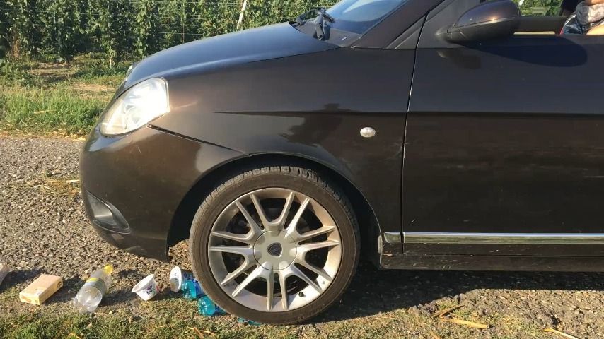 I squeeze plastic bottles with the wheel