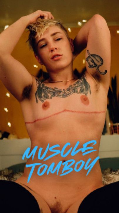 Muscular striptease - Fit Tomboy Strips Lingerie to Pussy