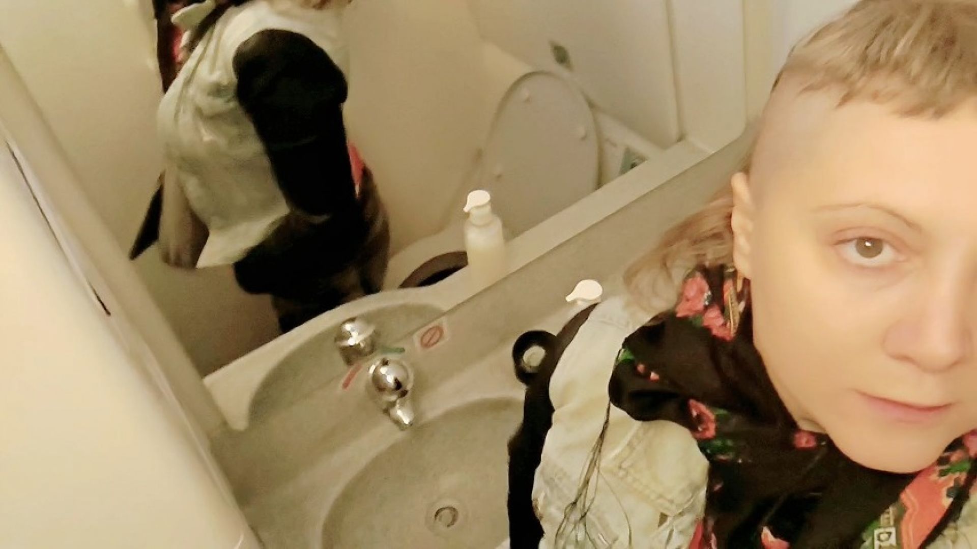 Filming myself Peeing on the plane toilet 5