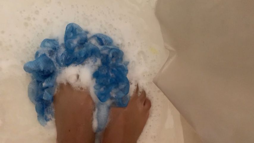 Shower tease sudsy feet