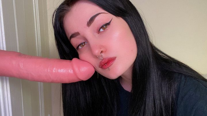 Sucking MASSIVE 10 Inch Dildo