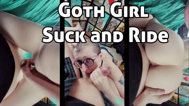BG POV Shaved Goth Girl Suck &amp; Ride