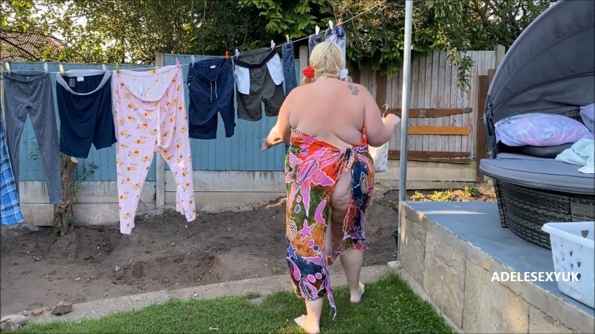 adelesexyuk busy in her garden