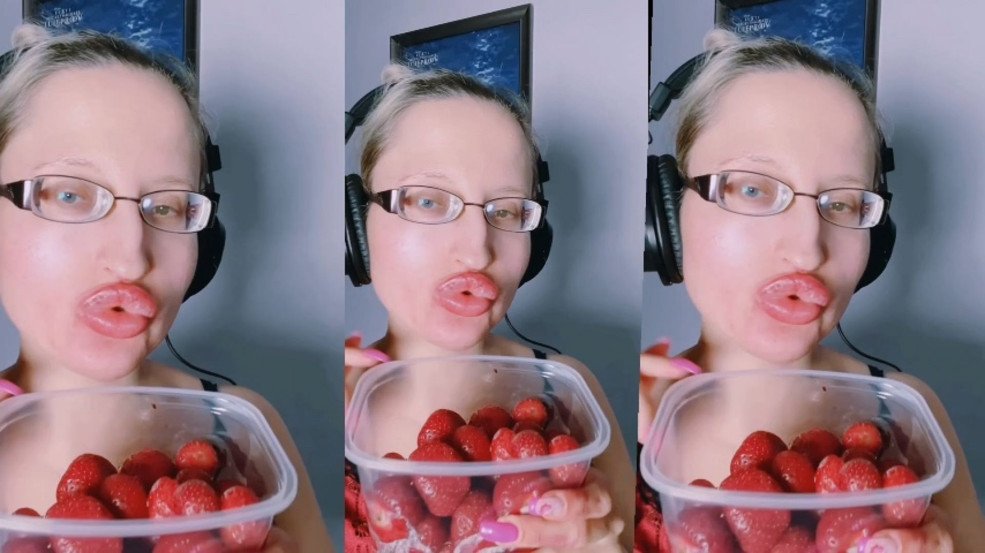 ASMR STRAWBERRY Eating listen in headphones