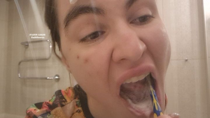 TEETH BRUSHING, TONGUE BRUSHING WHILE IGNORING LOSER - YOU