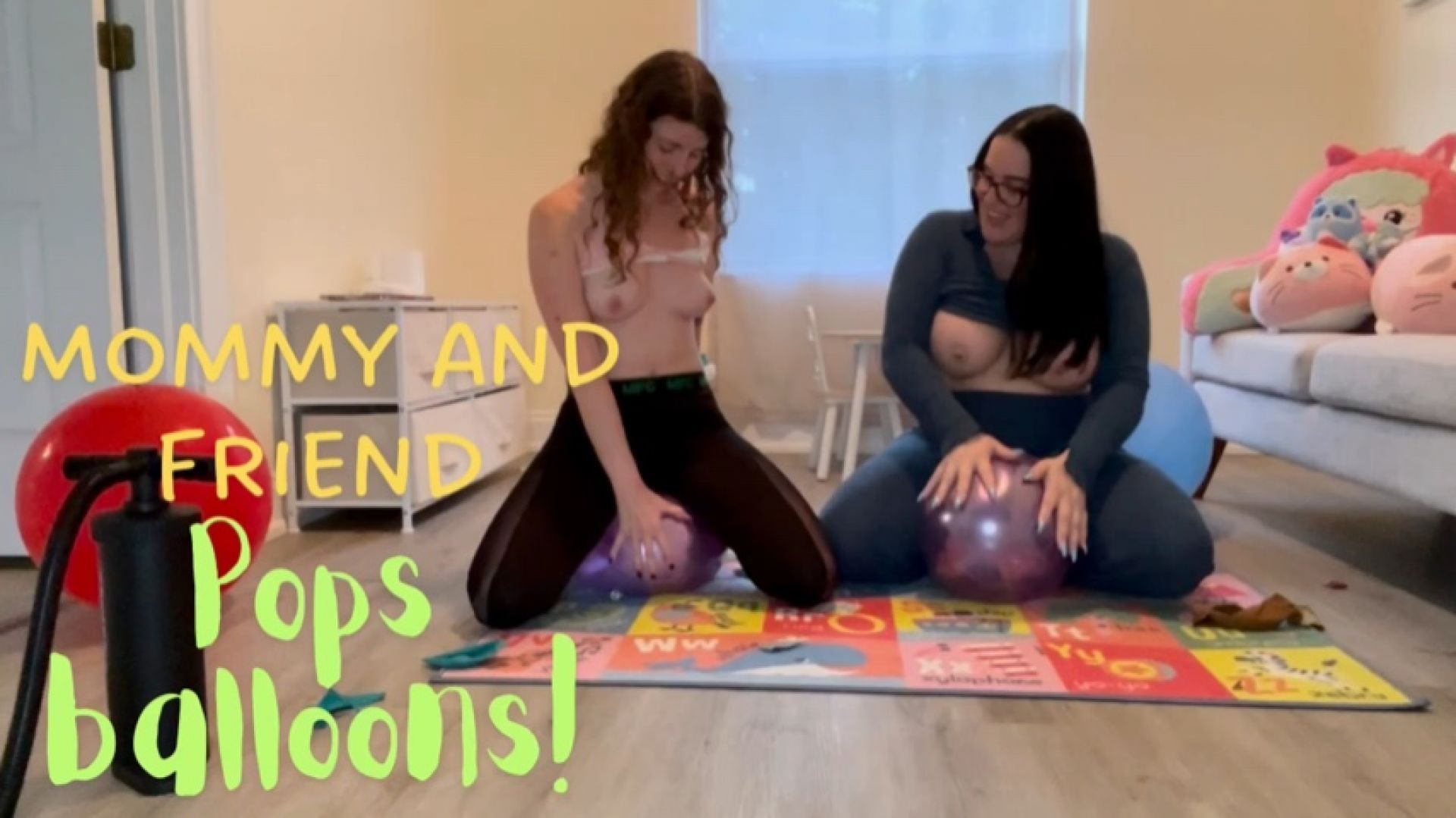 Step-Mommy and friend pops balloons