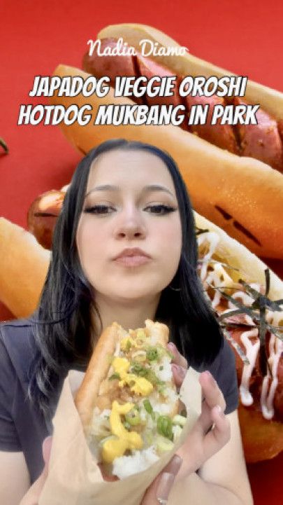 Japanese Oroshi Veggie Mukbang In City Park