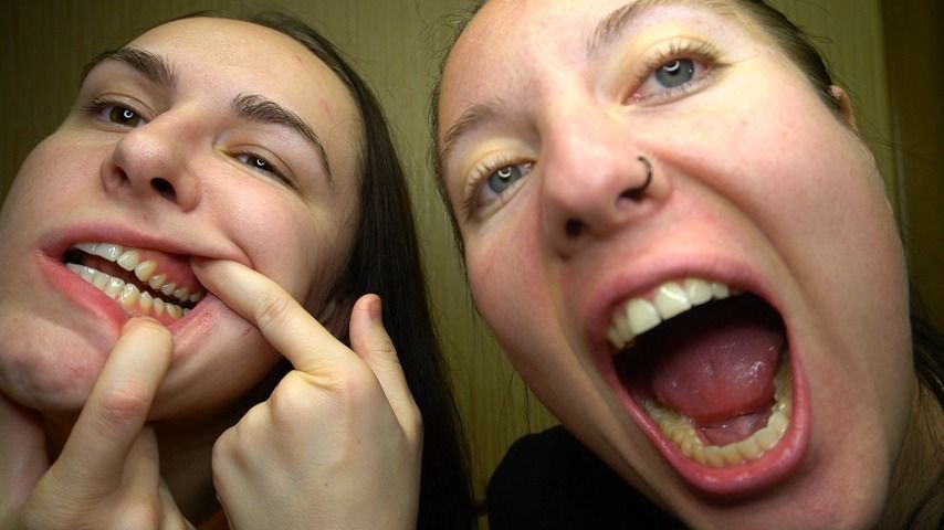 Lesbian Teeth &amp; Mouth Teasing