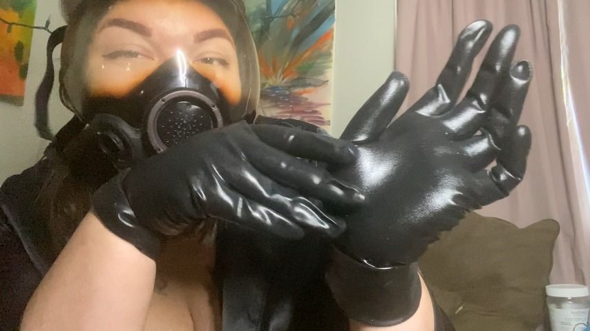 Rubber Fetish Gas Mask Glove Love ASMR