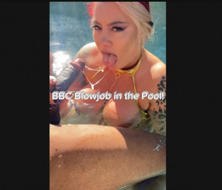 Hotwife Busty Boston sucks BBC in the pool