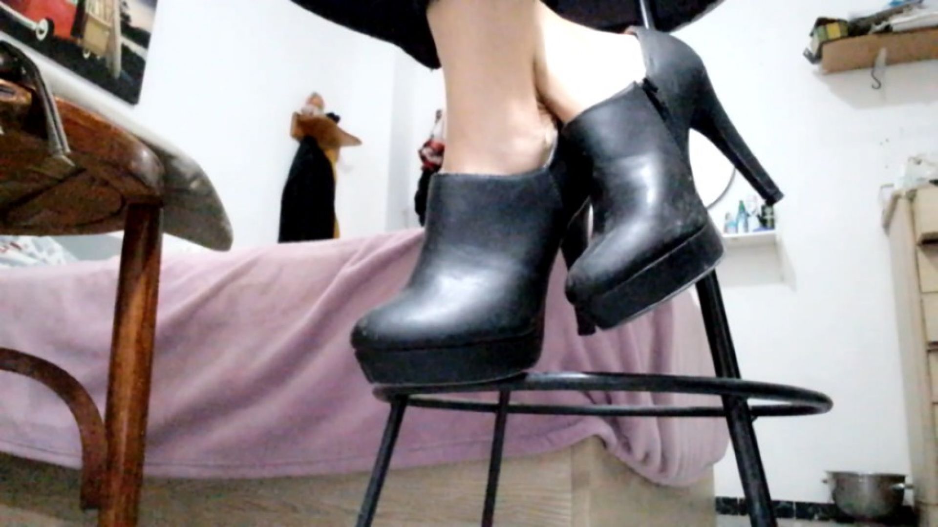 Look at my black high heels from below