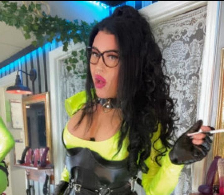 TS VIPER PVC NEON GREEN CATSUIT BONDAGE HARNESS SMOKING 120M