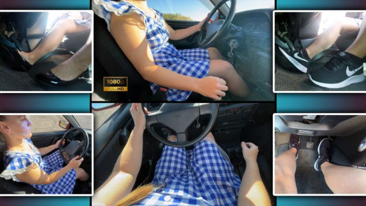 Maid in Sneakers Pumps Pedals and Drives Car 1080