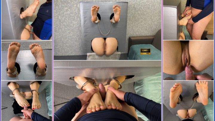 Gloryhole Bondage Fucking Shackled Soles and Wet Pussy 1080