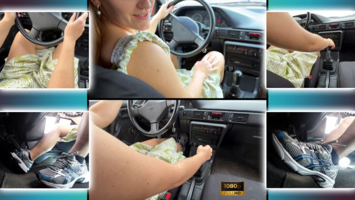 Girl Taxi Driver in ASICS Sneakers Pedal Pumping 1080