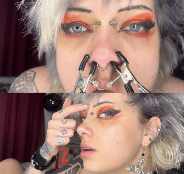 cum inside my clamped piggy nose! JOI nose fetish