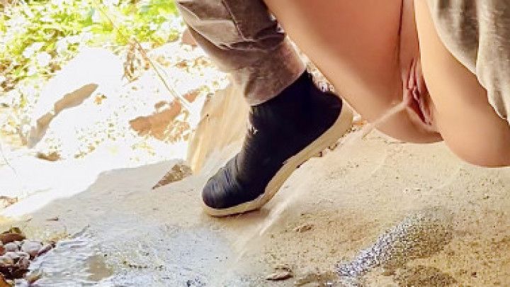 Watch me pee outside in nature