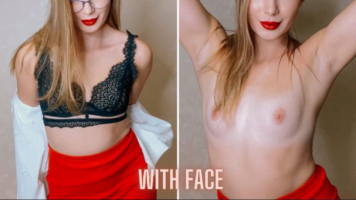 Topless dance in skirt by secretary