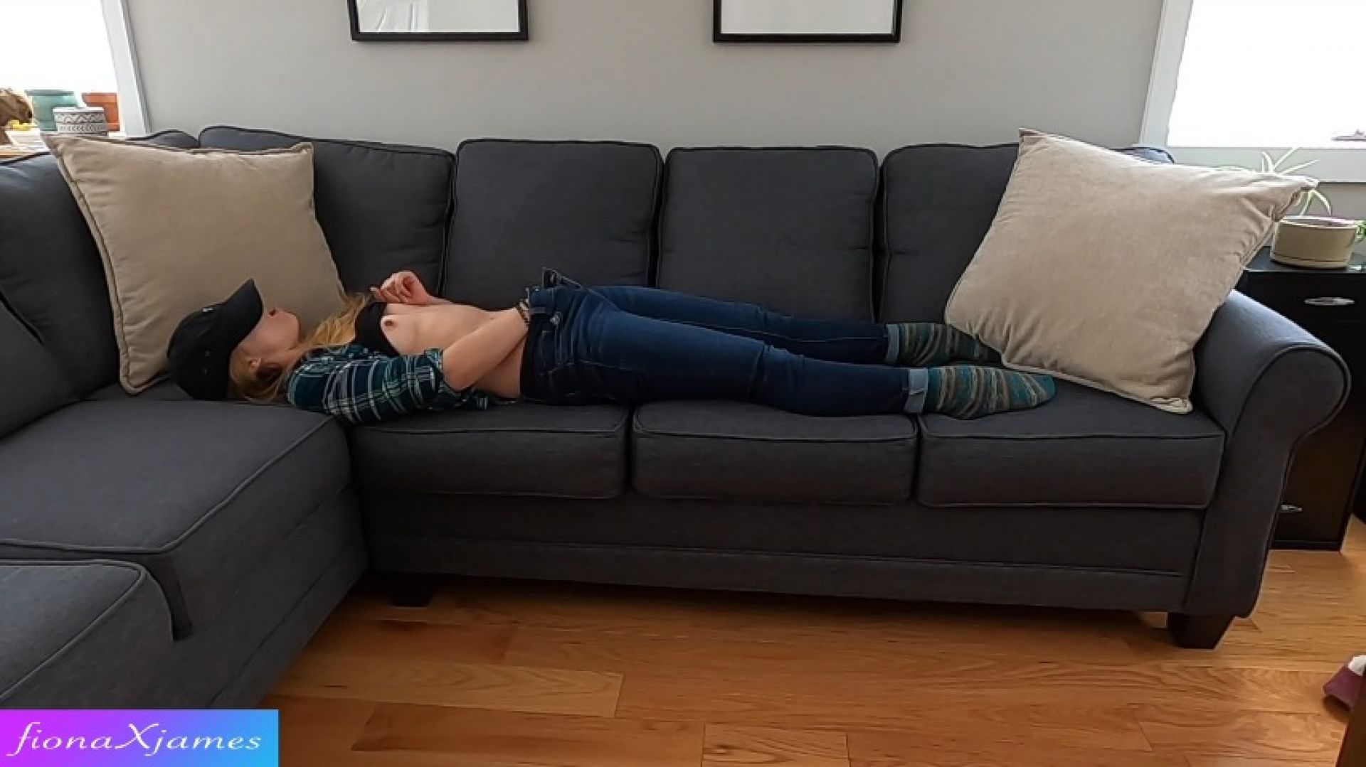 Solo Tiny Teen Masturbates On The Couch